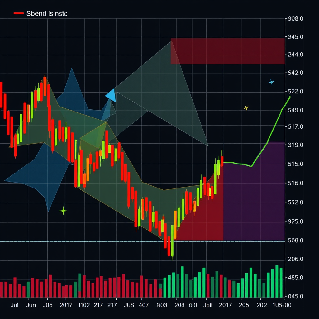 Komplexe Finanzdiagramme zeigen Anleihemarkt-Volatilität und Zinsentwicklung, mit geometrischen Formen und lebendigen Farben dargestellt