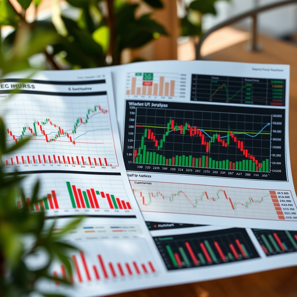 Detaillierte Marktanalyse mit Diagrammen und Grafiken für Aktieninvestments und Börsenhandel