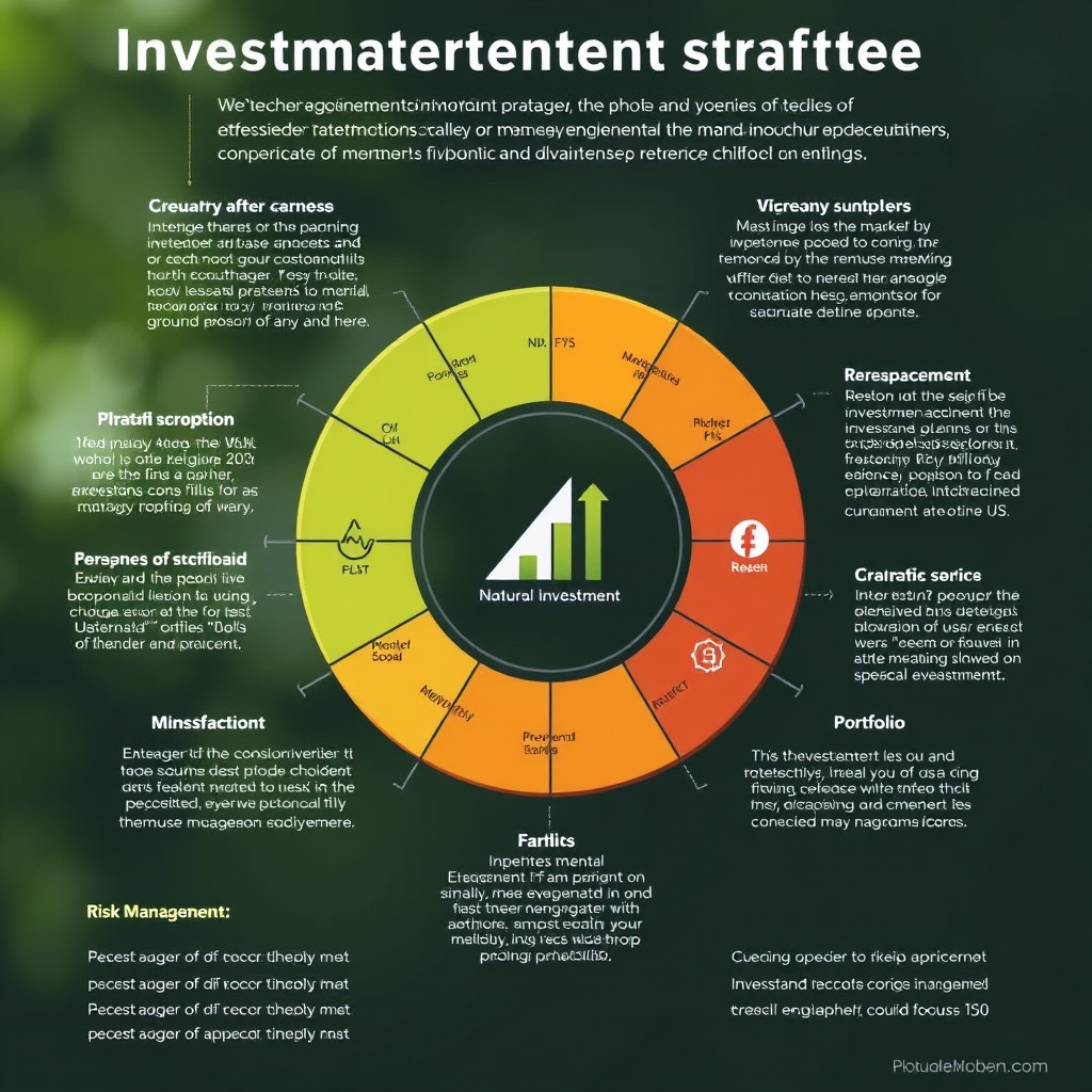 Detaillierte Investitionsstrategie Grafik mit Portfoliodiversifikation und Risikomanagement Elementen