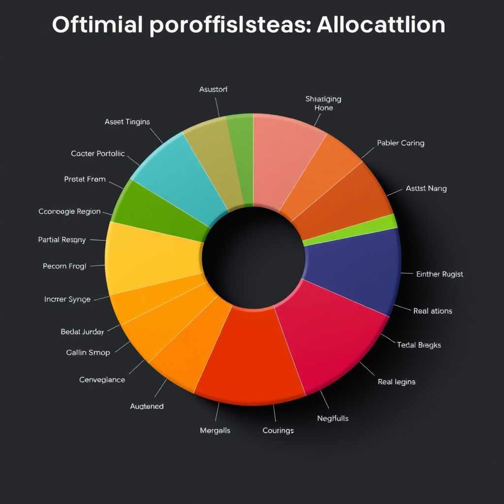 Kreisdiagramm zeigt optimale Portfolio-Aufteilung mit verschiedenen Anlageklassen und geografischen Regionen in lebendigen Farben